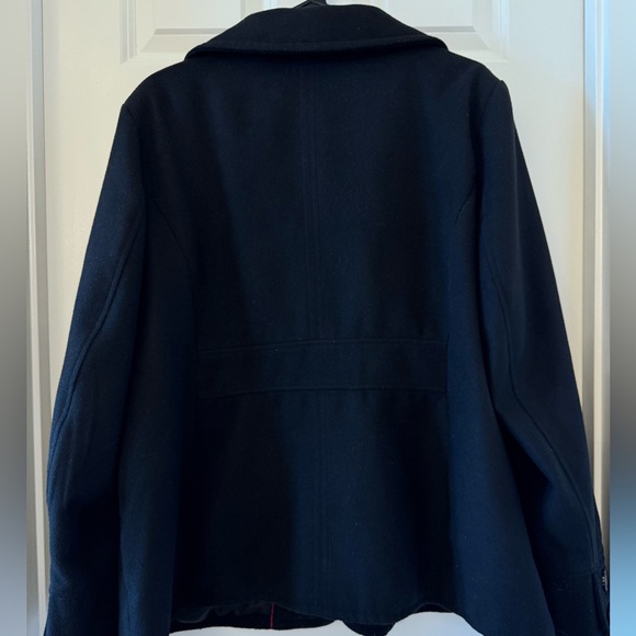 Women's Black Pea Coat Double Breasted Design - Picture 3 of 9